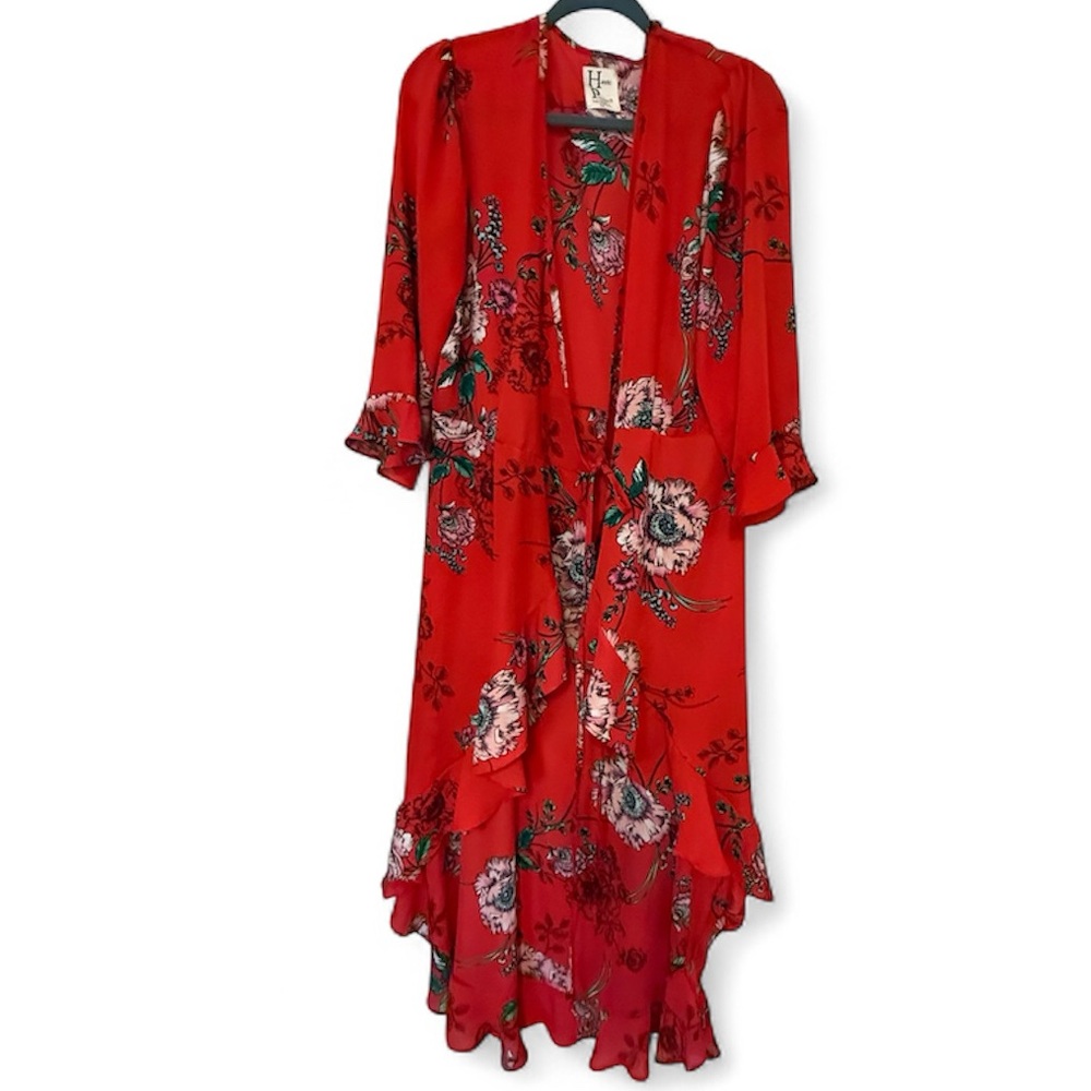 Haute Project Los Angeles‎ Red Floral Boho Wrap Dress size XL